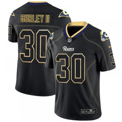 Men's Los Angeles Rams #30 Todd Gurley II NFL 2018 Lights Out Black Color Rush Limited Jersey 