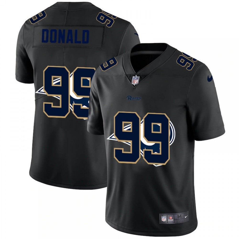Men's Los Angeles Rams #99 Aaron Donald 2020 Black Shadow Logo Limited Stitched Jersey 