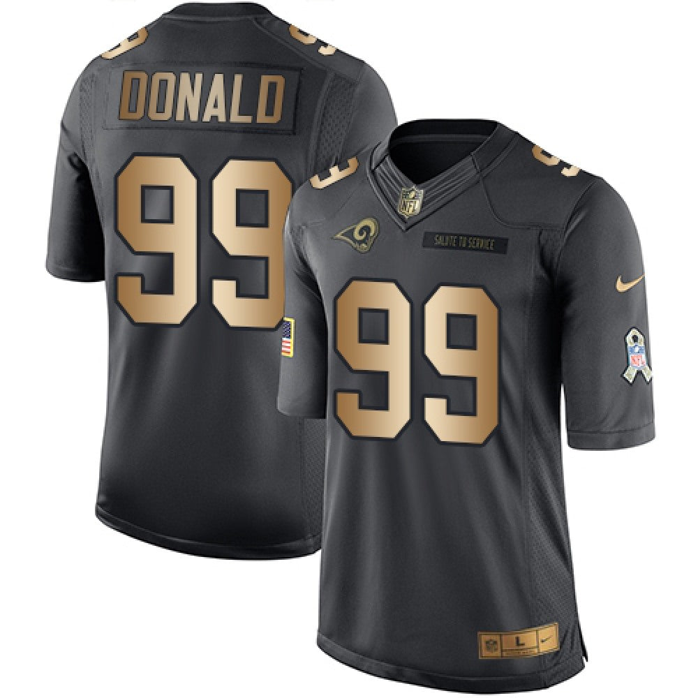 Rams #99 Aaron Donald Black Men's Stitched NFL Limited Gold Salute To Service Jersey 