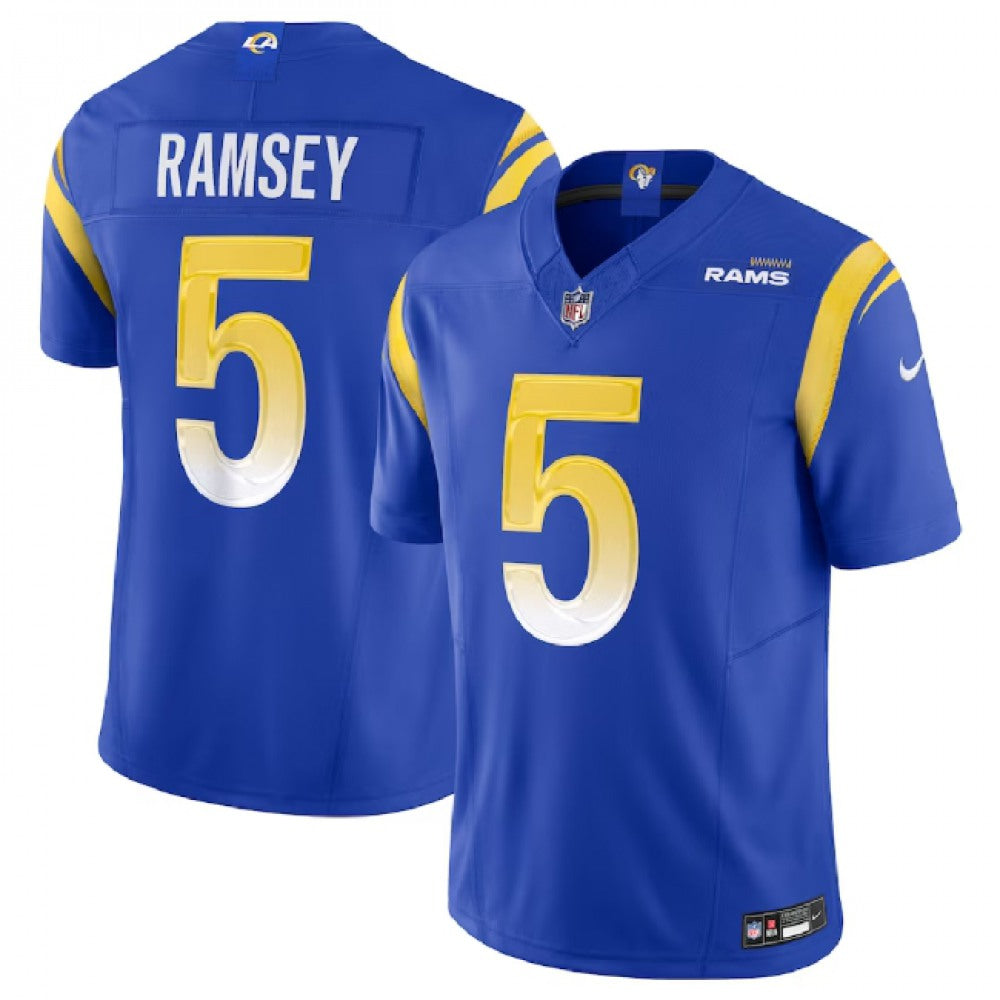Men's Los Angeles Rams #5 Jalen Ramsey Blue 2023 F.U.S.E. Vapor Untouchable Limited Stitched Football Jersey 