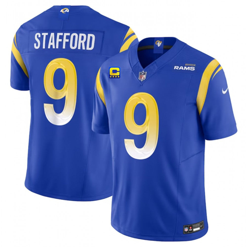 Men's Los Angeles Rams #9 Matthew Stafford Blue 2023 F.U.S.E. With 4-Star C Patch Vapor Untouchable Limited Stitched Football Jersey 