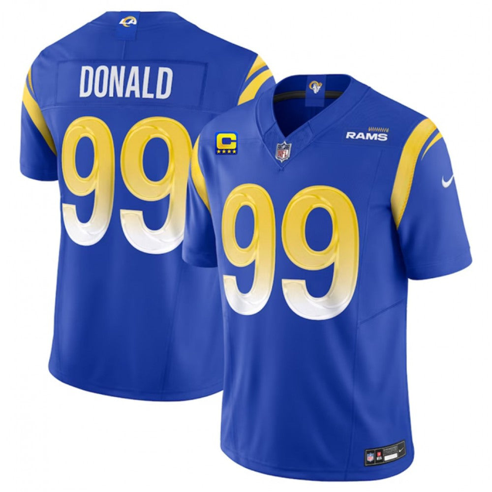 Men's Los Angeles Rams #99 Aaron Donald Blue 2023 F.U.S.E. With 4-Star C Patch Vapor Untouchable Limited Stitched Football Jersey 