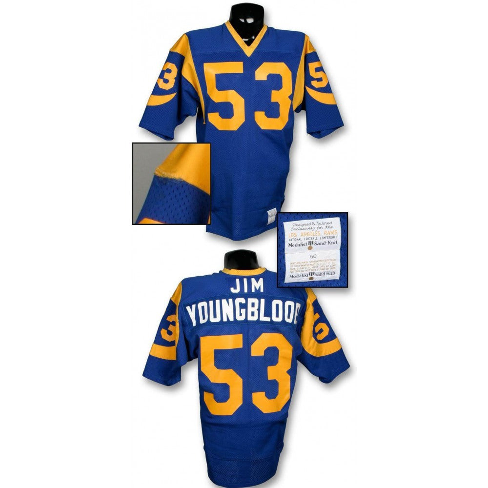 Men's Los Angeles Rams Late '70s #53 Jim Youngblood Blue With Full Name Stitched Jersey 