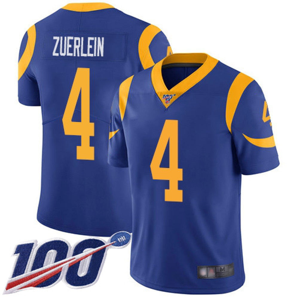 Men's Los Angeles Rams #4 Greg Zuerlein 2019 100th Season Blue Vapor Untouchable Limited Stitched NFL Jersey 
