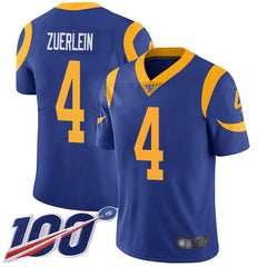 Men's Los Angeles Rams #4 Greg Zuerlein 2019 100th Season Blue Vapor Untouchable Limited Stitched NFL Jersey 