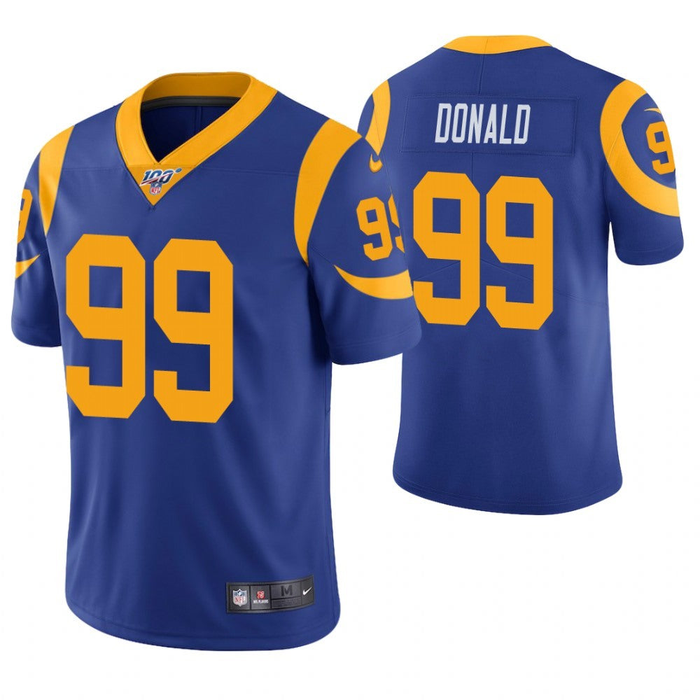 Men's Los Angeles Rams #99 Aaron Donald Blue 2019 100th Season Vapor Untouchable Limited Stitched NFL Jersey 