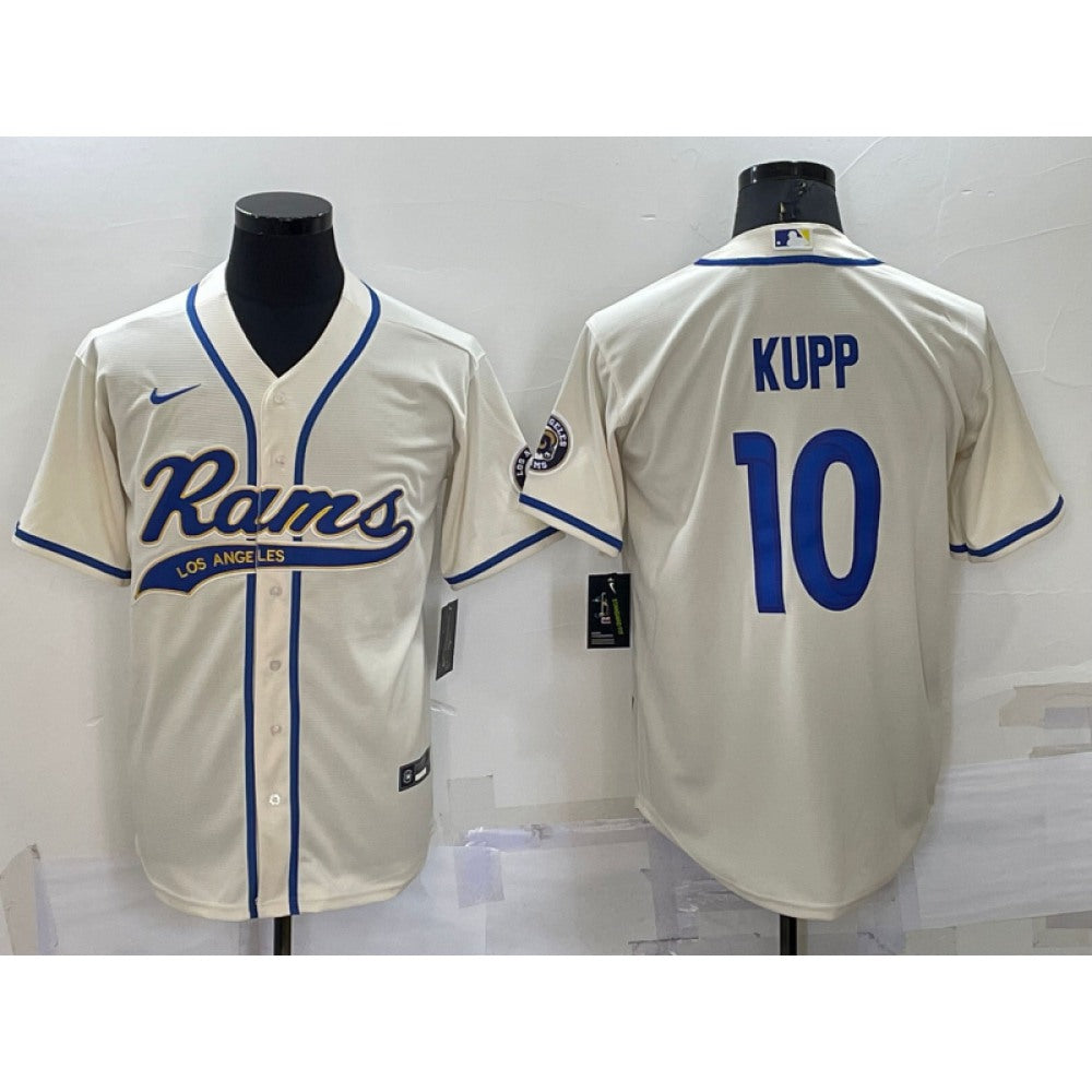 Men's Los Angeles Rams #10 Cooper Kupp Bone Cool Base Stitched Baseball Jersey 