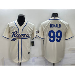 Men's Los Angeles Rams #99 Aaron Donald Bone Cool Base Stitched Baseball Jersey 