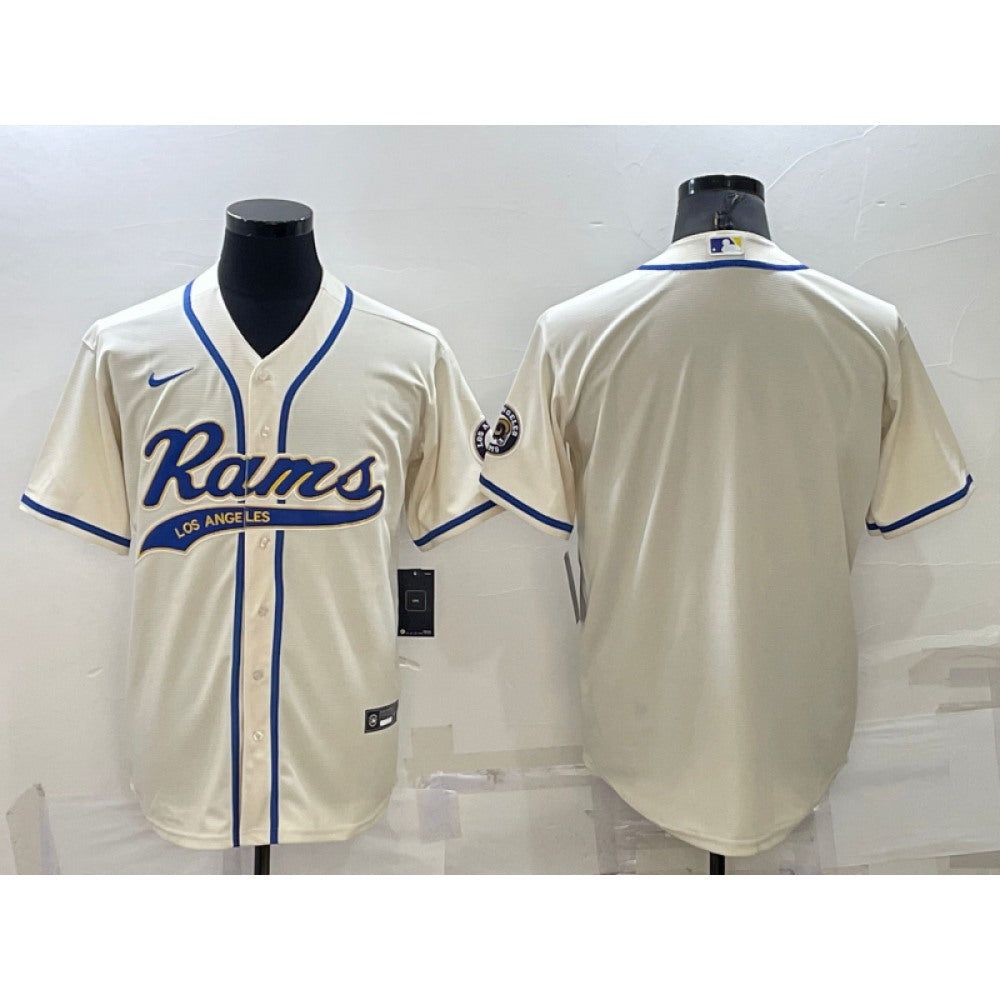 Men's Los Angeles Rams Blank Bone Cool Base Stitched Baseball Jersey 