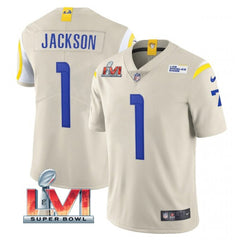 Men's Los Angeles Rams #1 DeSean Jackson 2022 Bone Super Bowl LVI Vapor Limited Stitched Jersey 