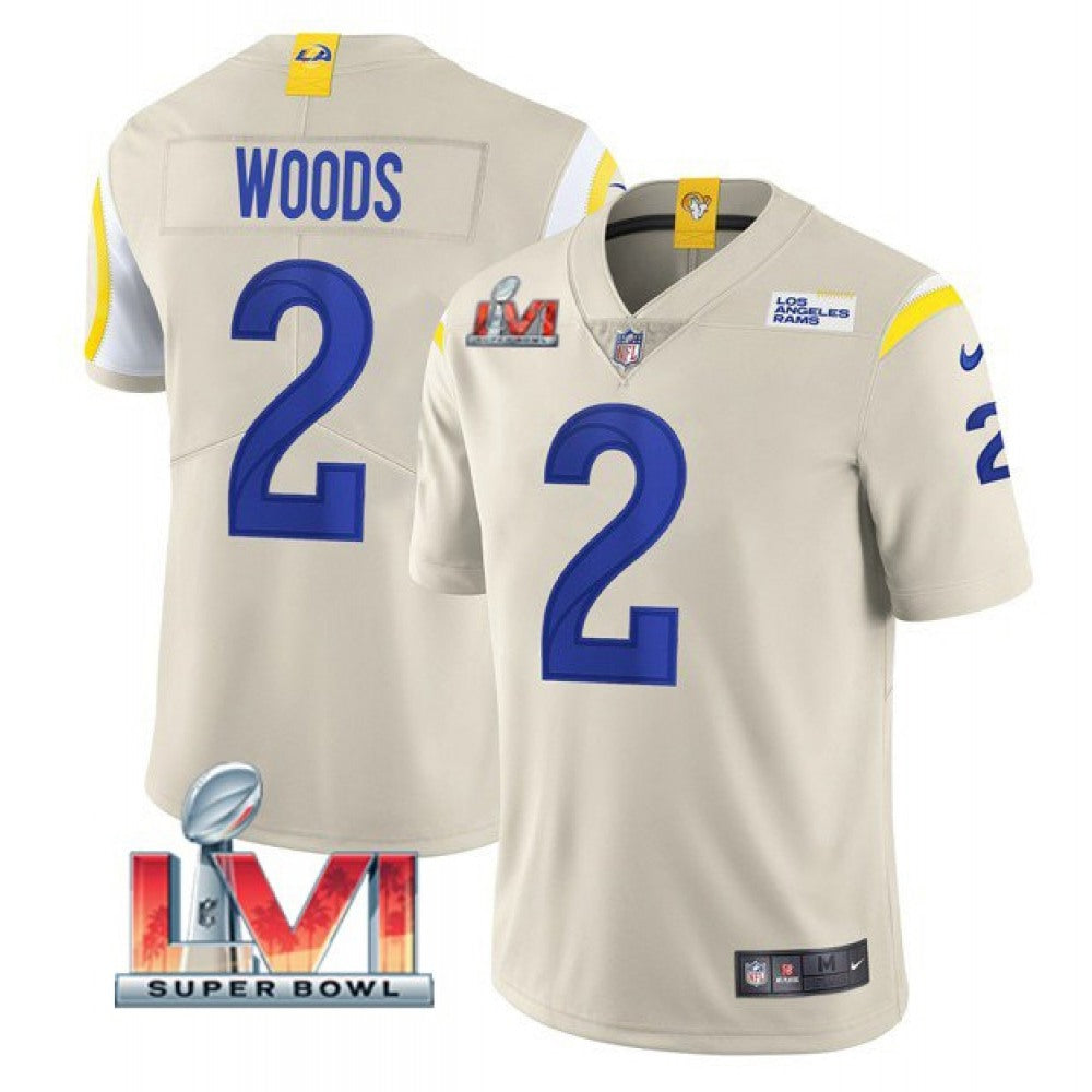 Men's Los Angeles Rams #2 Robert Woods 2022 Bone Super Bowl LVI Vapor Limited Stitched Jersey 