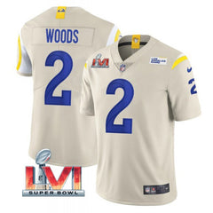 Men's Los Angeles Rams #2 Robert Woods 2022 Bone Super Bowl LVI Vapor Limited Stitched Jersey 