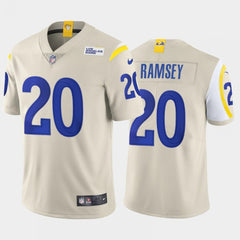 Men's Los Angeles Rams #20 Jalen Ramsey 2020 Bone Vapor Untouchable Limited Stitched Jersey 