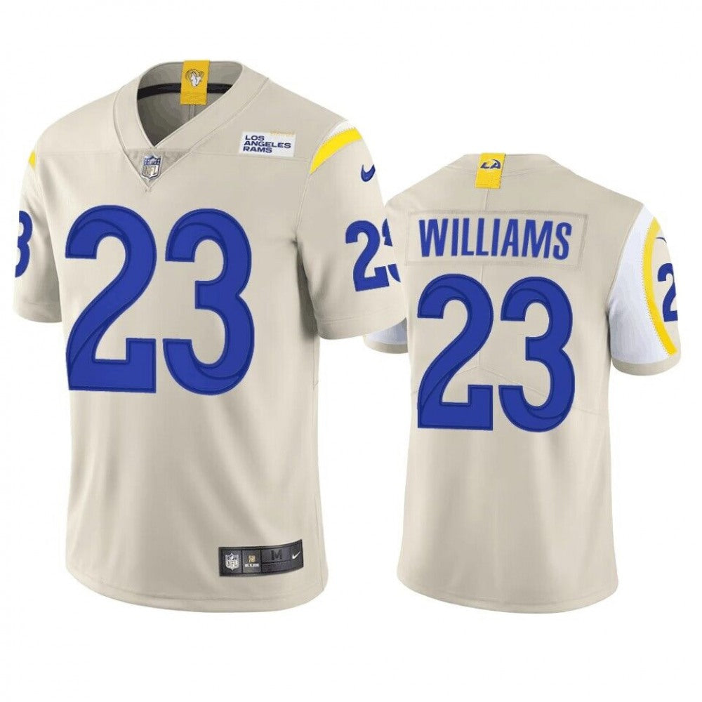 Men's Los Angeles Rams #23 Kyren Williams Bone Vapor Limited Stitched Football Jersey 