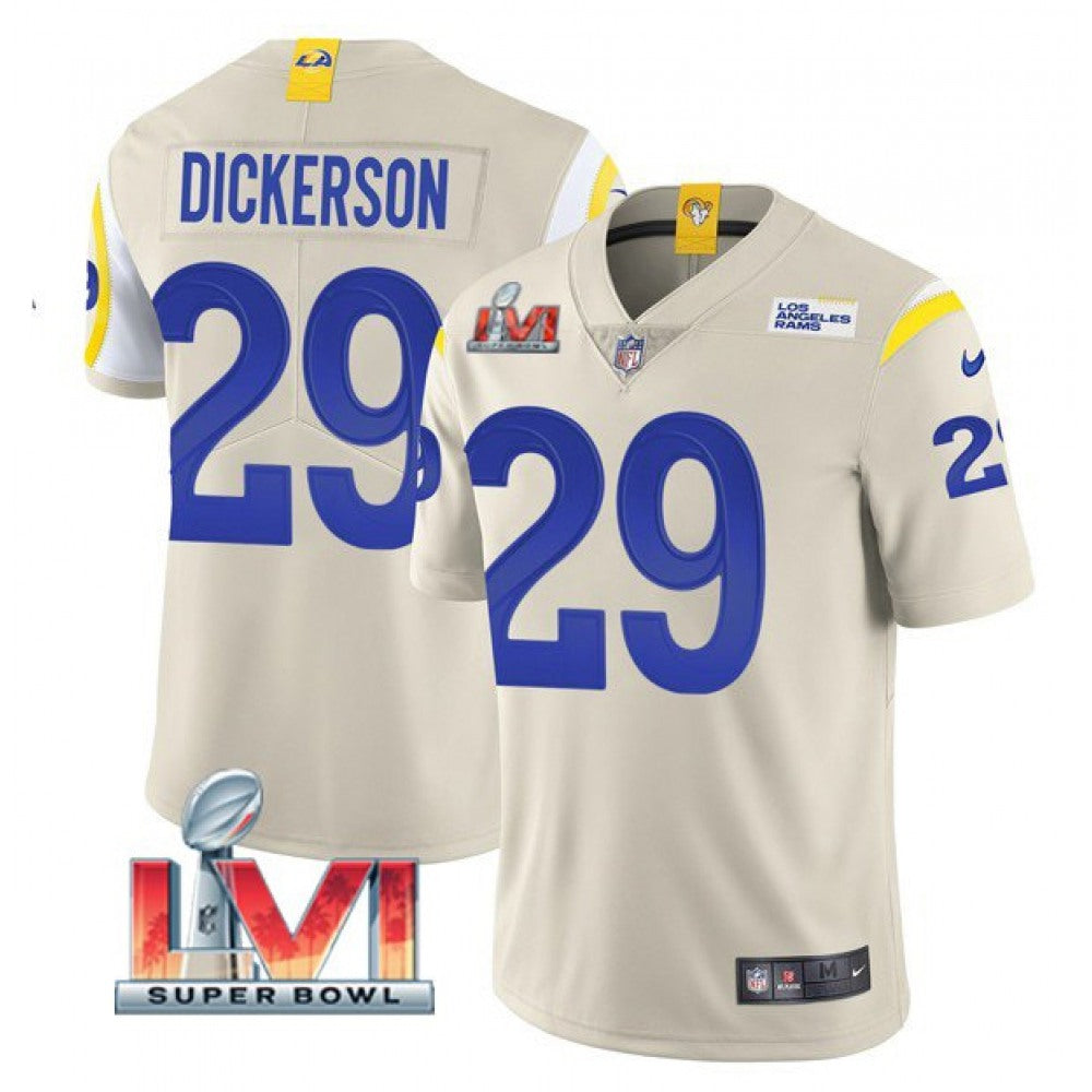 Men's Los Angeles Rams #29 Eric Dickerson 2022 Bone Super Bowl LVI Vapor Limited Stitched Jersey 