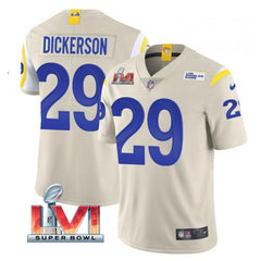 Men's Los Angeles Rams #29 Eric Dickerson 2022 Bone Super Bowl LVI Vapor Limited Stitched Jersey 