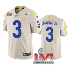 Men's Los Angeles Rams #3 Odell Beckham Jr. 2022 Bone Super Bowl LVI Vapor Limited Stitched Jersey 