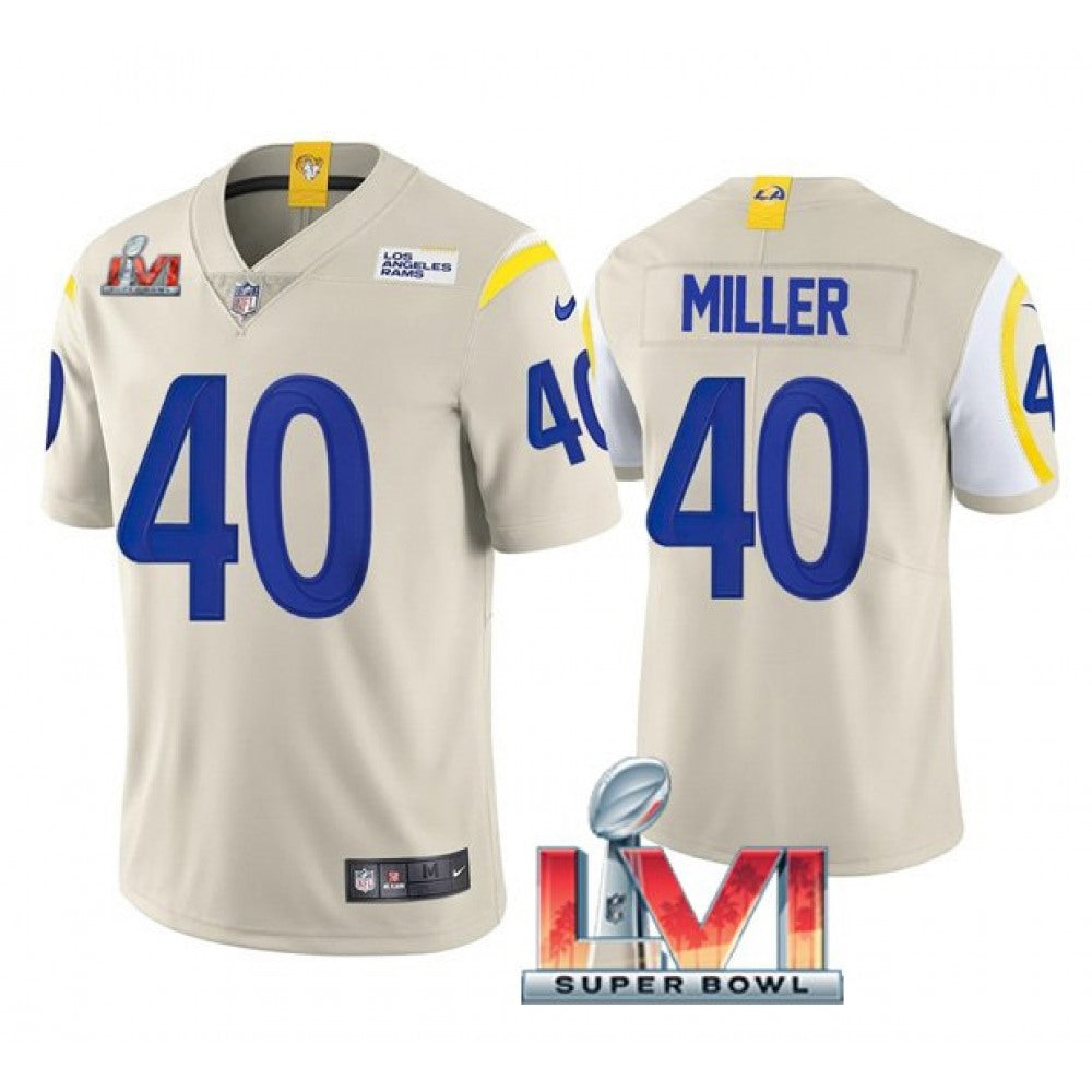 Men's Los Angeles Rams #40 Von Miller 2022 Bone Super Bowl LVI Vapor Limited Stitched Jersey 