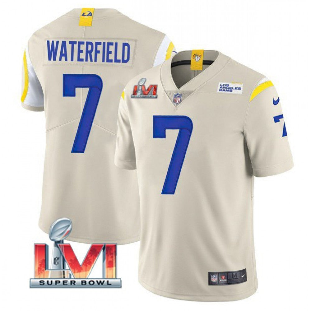Men's Los Angeles Rams #7 Bob Waterfield 2022 Bone Super Bowl LVI Vapor Limited Stitched Jersey 