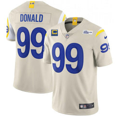 Men's Los Angeles Rams #99 Aaron Donald 2022 Bone With 4-star C Patch Vapor Untouchable Limited Stitched Jersey 