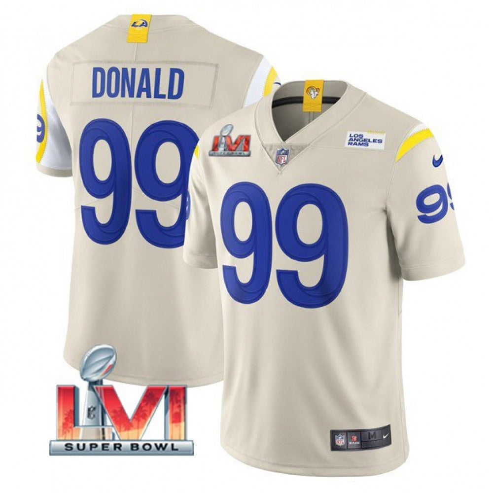 Men's Los Angeles Rams #99 Aaron Donald 2022 Bone Super Bowl LVI Vapor Limited Stitched Jersey 