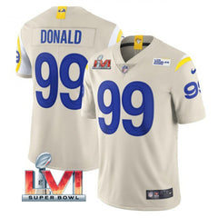 Men's Los Angeles Rams #99 Aaron Donald 2022 Bone Super Bowl LVI Vapor Limited Stitched Jersey 