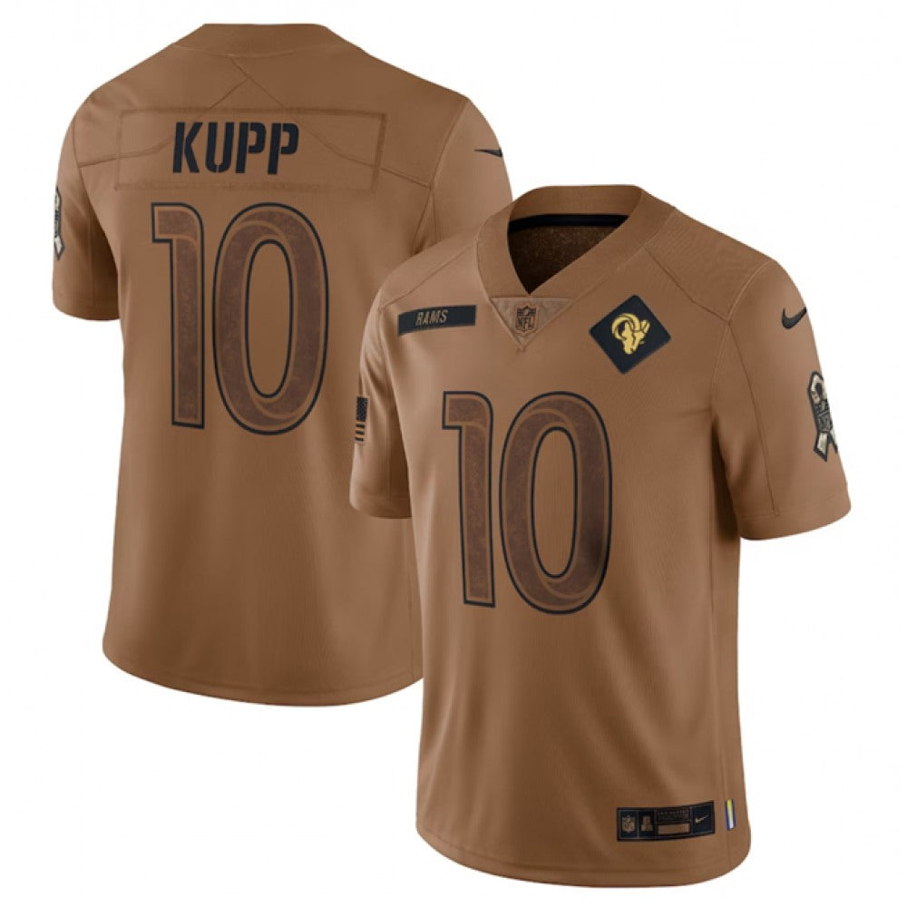 Men's Los Angeles Rams #10 Cooper Kupp 2023 Brown Salute To Service Limited Stitched Football Jersey 