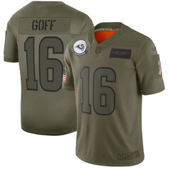 Men's Los Angeles Rams #16 Jared Goff 2019 Camo Salute To Service Limited Stitched NFL Jersey 