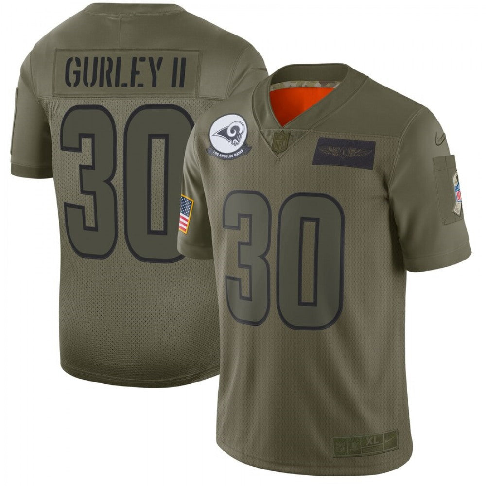 Men's Los Angeles Rams #30 Todd Gurley II 2019 Camo Salute To Service Limited Stitched NFL Jersey 