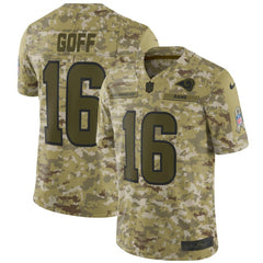 Men's Los Angeles Rams #16 Jared Goff 2018 Camo Salute to Service Limited Stitched NFL Jersey 