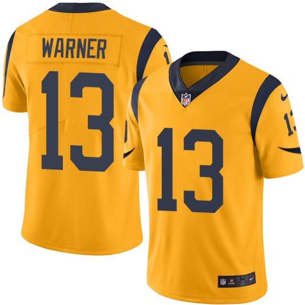 Rams #13 Kurt Warner Gold Men's Stitched NFL Limited Rush Jersey 