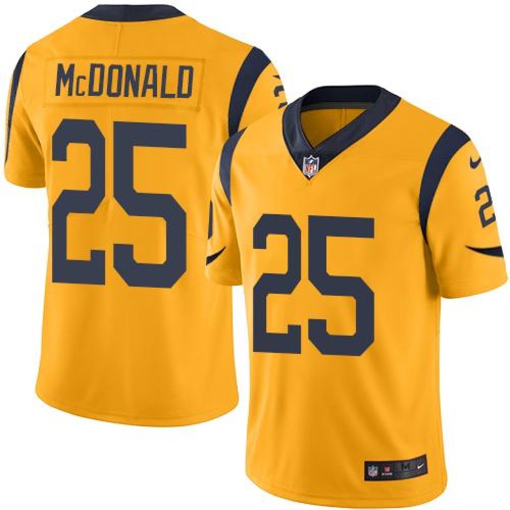 Rams #25 T.J. McDonald Gold Men's Stitched NFL Limited Rush Jersey 