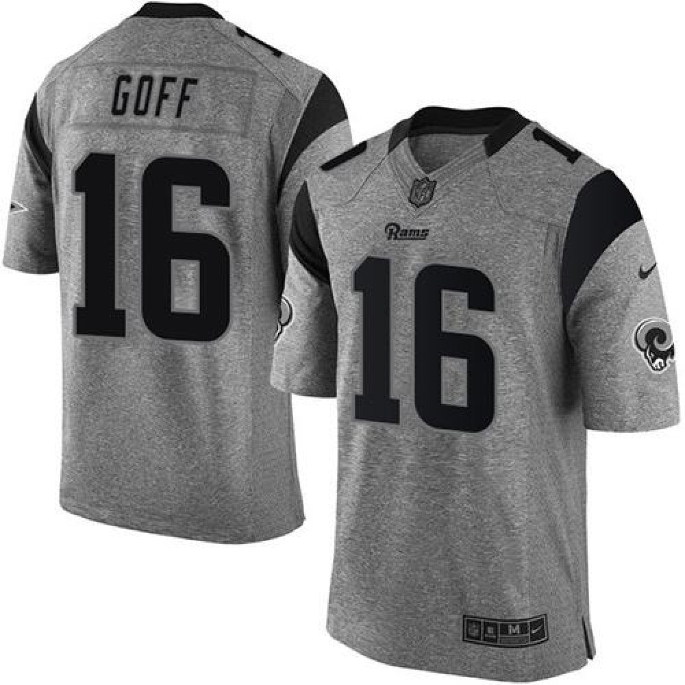 Rams #16 Jared Goff Gray Men's Stitched NFL Limited Gridiron Gray Jersey 