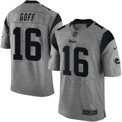 Rams #16 Jared Goff Gray Men's Stitched NFL Limited Gridiron Gray Jersey 
