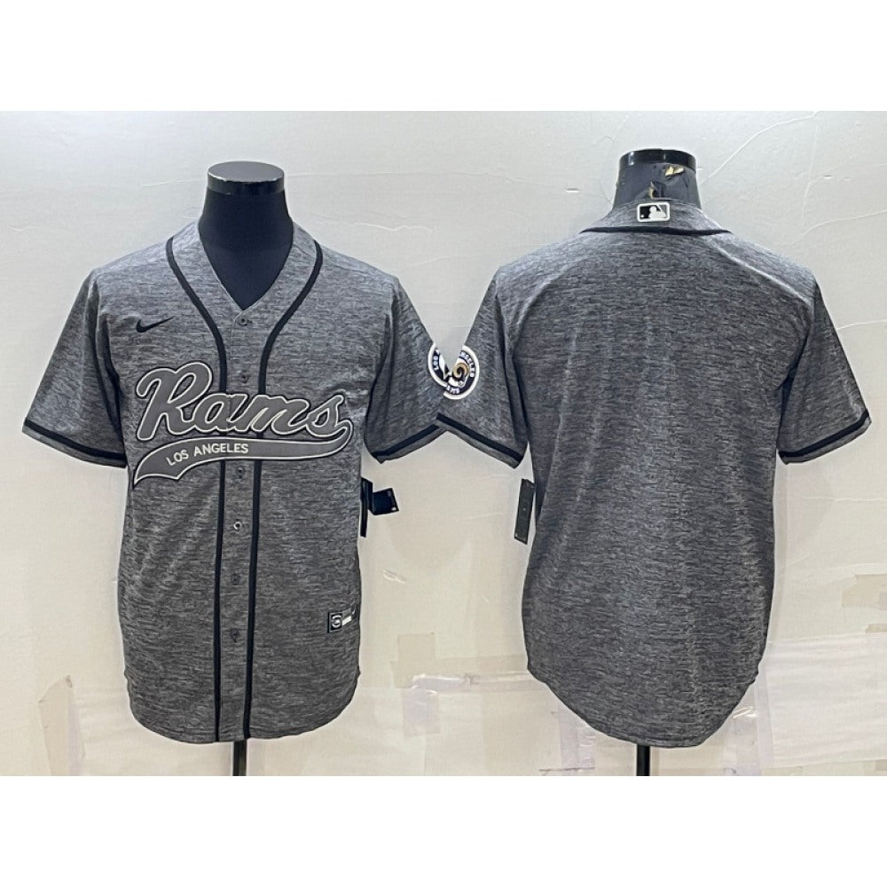Men's Los Angeles Rams Blank Grey With Patch Cool Base Stitched Baseball Jersey 