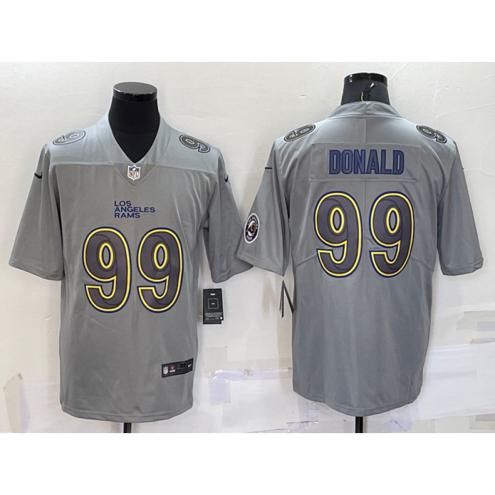 Men's Los Angeles Rams #99 Aaron Donald Grey With Patch Atmosphere Fashion Stitched Jersey 