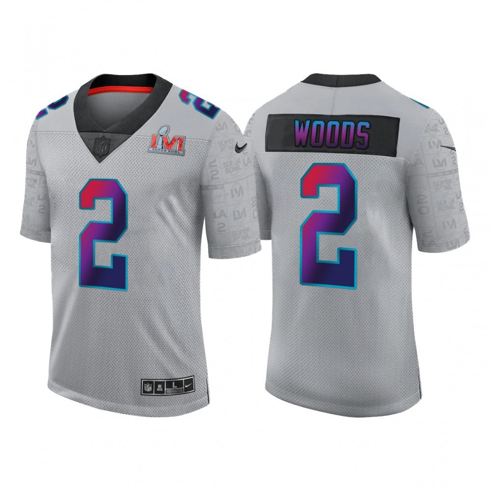 Men's Los Angeles Rams #2 Robert Woods 2022 Grey Super Bowl LVI Limited Stitched Jersey 