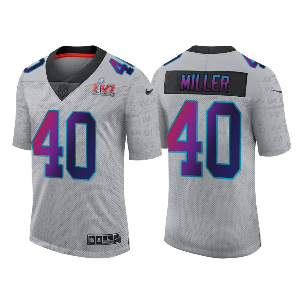 Men's Los Angeles Rams #40 Von Miller 2022 Grey Super Bowl LVI Limited Stitched Jersey 