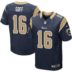 Rams #16 Jared Goff Navy Blue Team Color Men's Stitched NFL Elite Jersey 