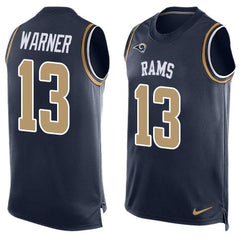 Rams #13 Kurt Warner Navy Blue Team Color Men's Stitched NFL Limited Tank Top Jersey 