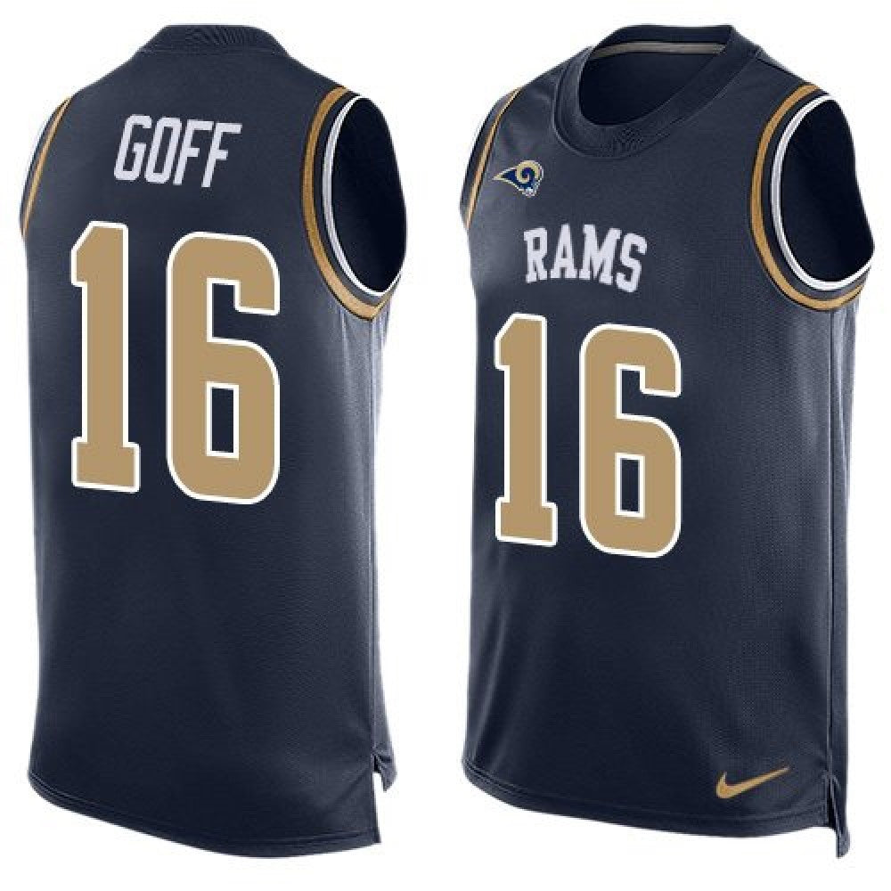 Rams #16 Jared Goff Navy Blue Team Color Men's Stitched NFL Limited Tank Top Jersey 