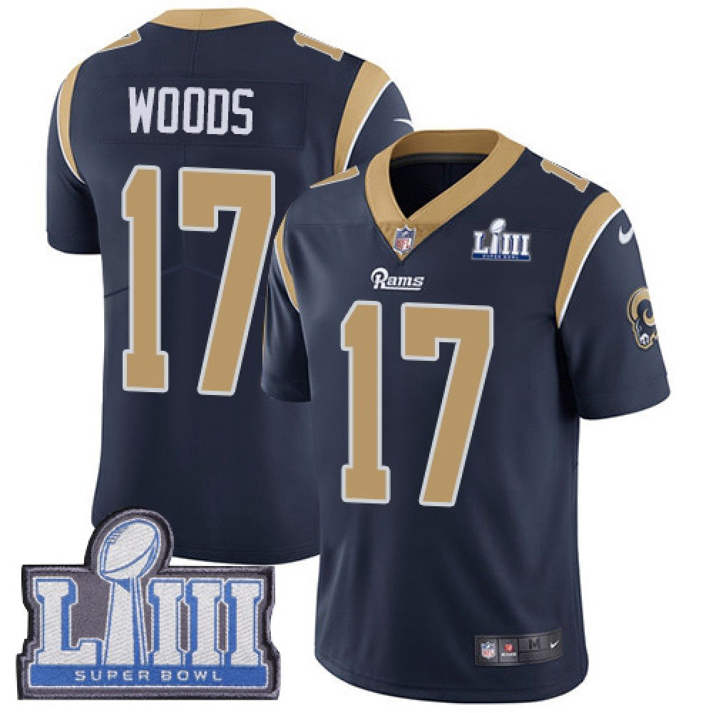 Men's Los Angeles Rams #17 Robert Woods Navy Blue Super Bowl LIII Vapor Untouchable Limited Stitched NFL Jersey 
