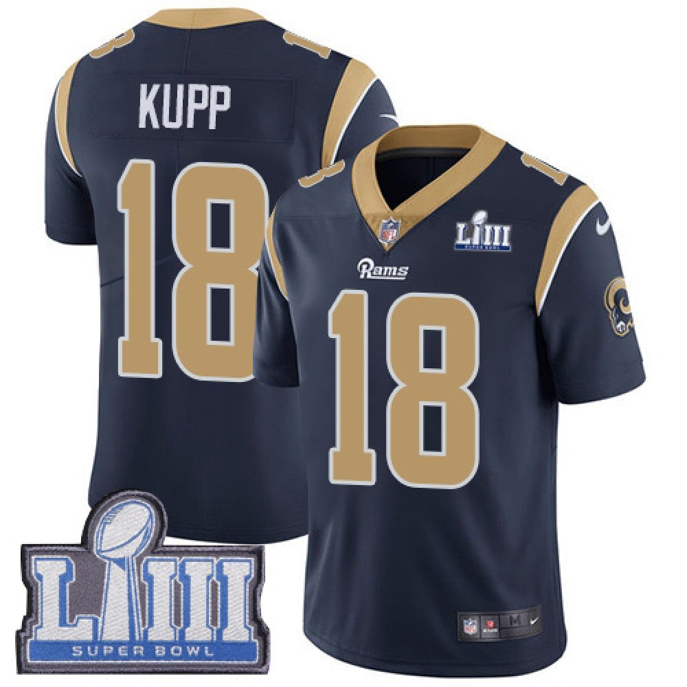 Men's Los Angeles Rams #18 Cooper Kupp Navy Blue Super Bowl LIII Vapor Untouchable Limited Stitched NFL Jersey 