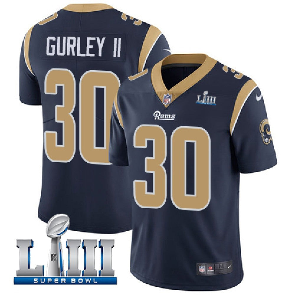 Men's Los Angeles Rams #30 Todd Gurley II Navy Blue Super Bowl LIII Vapor Untouchable Limited Stitched NFL Jersey 