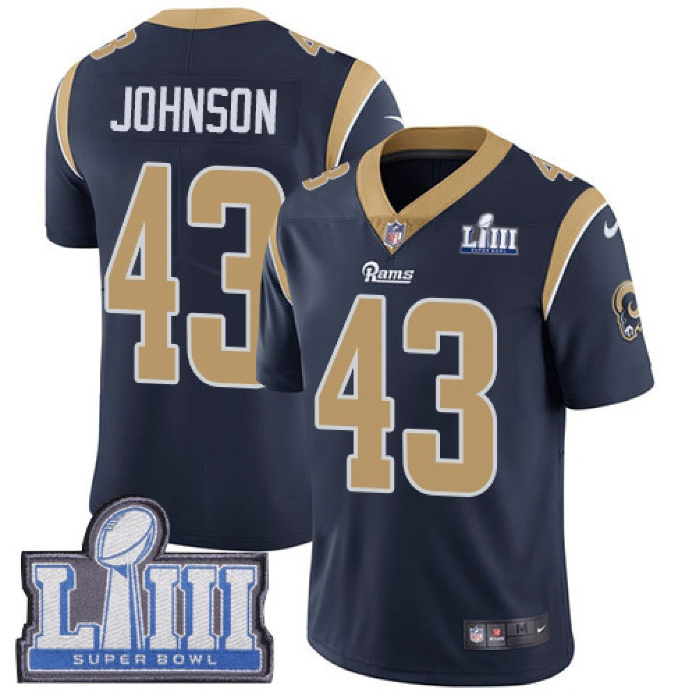 Men's Los Angeles Rams #43 John Johnson Navy Blue Super Bowl LIII Vapor Untouchable Limited Stitched NFL Jersey 