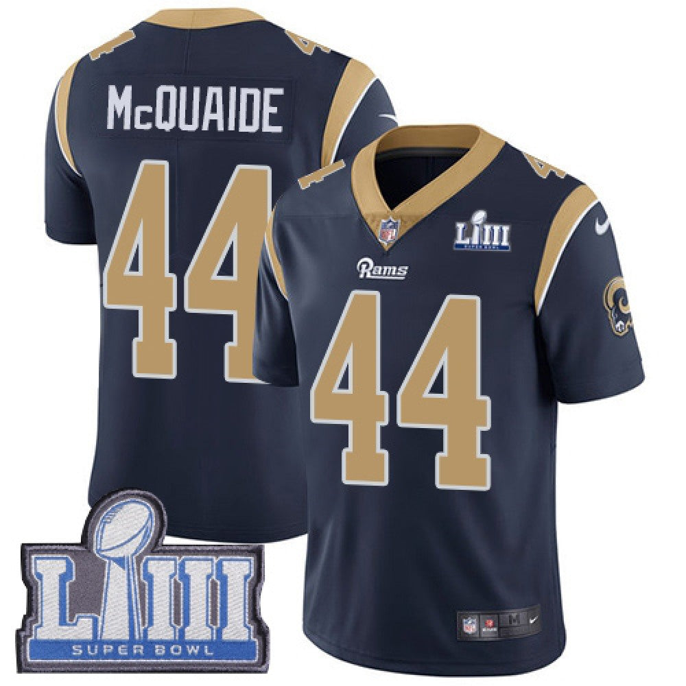 Men's Los Angeles Rams #44 Jacob McQuaide Navy Blue Super Bowl LIII Vapor Untouchable Limited Stitched NFL Jersey 
