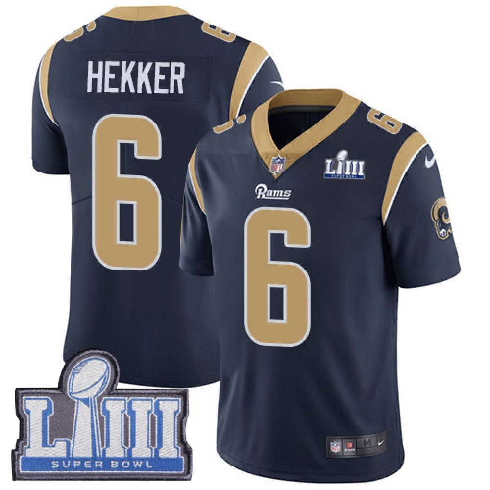 Men's Los Angeles Rams #6 Johnny Hekker Navy Blue Super Bowl LIII Vapor Untouchable Limited Stitched NFL Jersey 