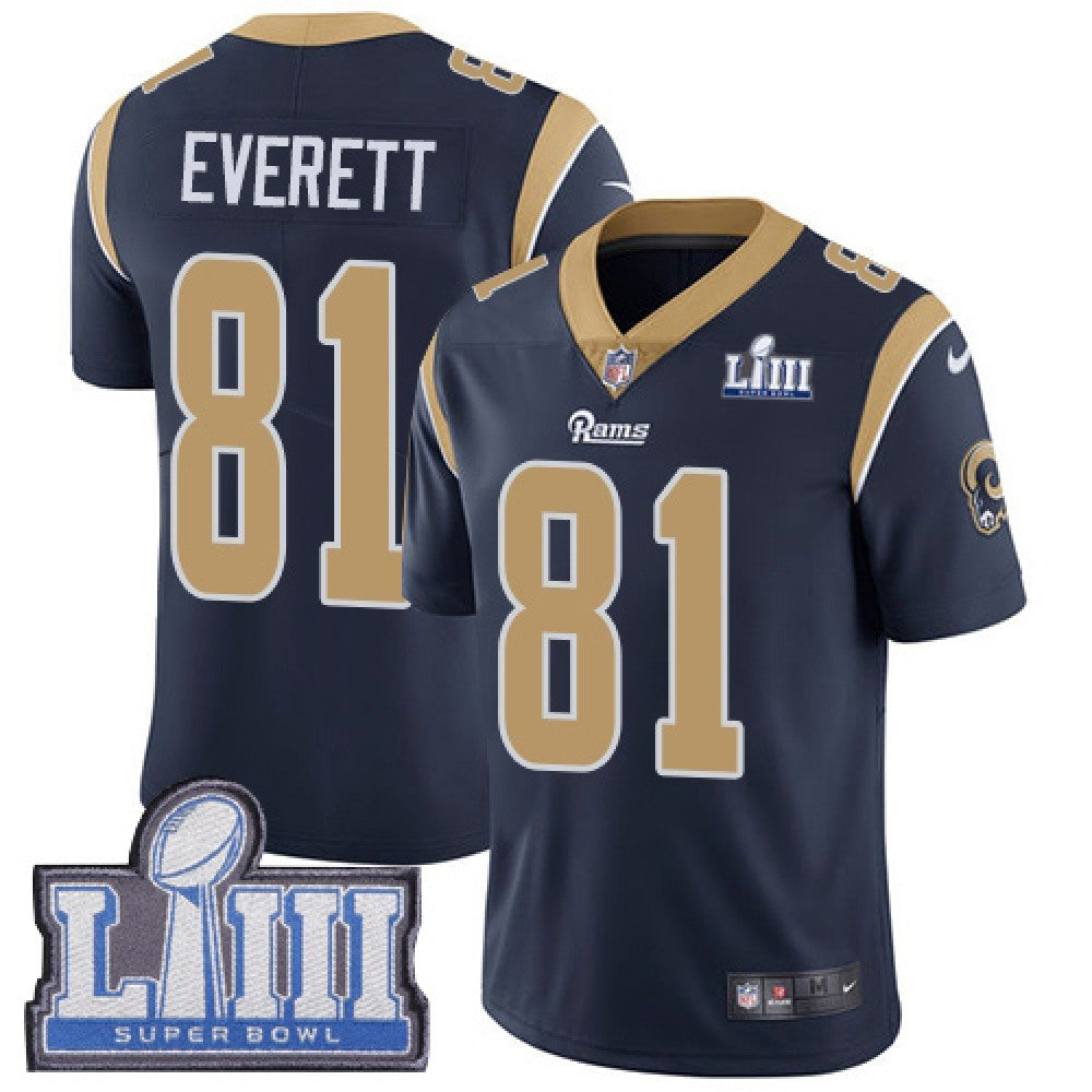 Men's Los Angeles Rams #81 Gerald Everett Navy Blue Super Bowl LIII Vapor Untouchable Limited Stitched NFL Jersey 