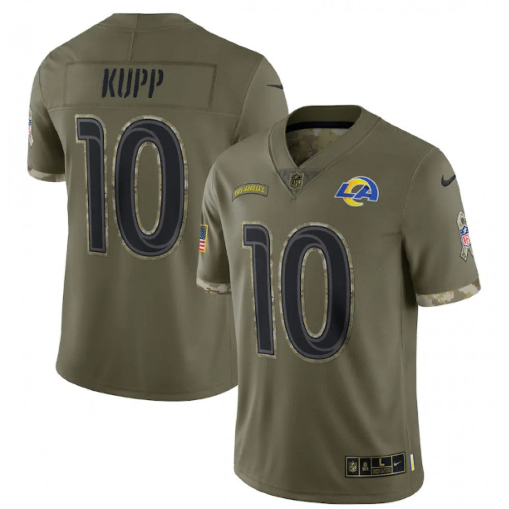Men's Los Angeles Rams #10 Cooper Kupp Olive 2022 Salute To Service Limited Stitched Jersey 