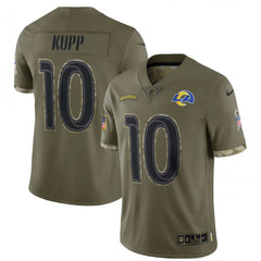 Men's Los Angeles Rams #10 Cooper Kupp Olive 2022 Salute To Service Limited Stitched Jersey 